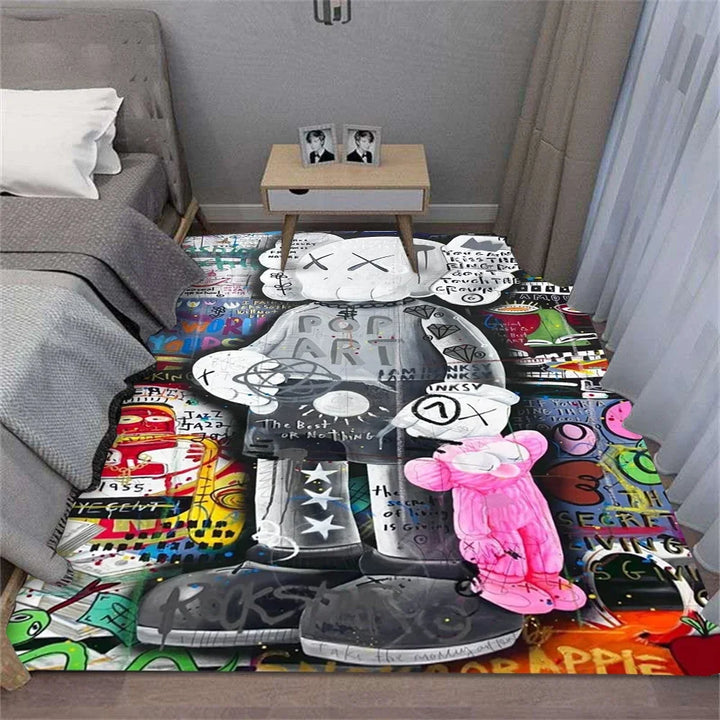 MINISO Cute Cartoon Bear Rug – Soft Non-Slip Floor Mat for Bedroom & Living Room