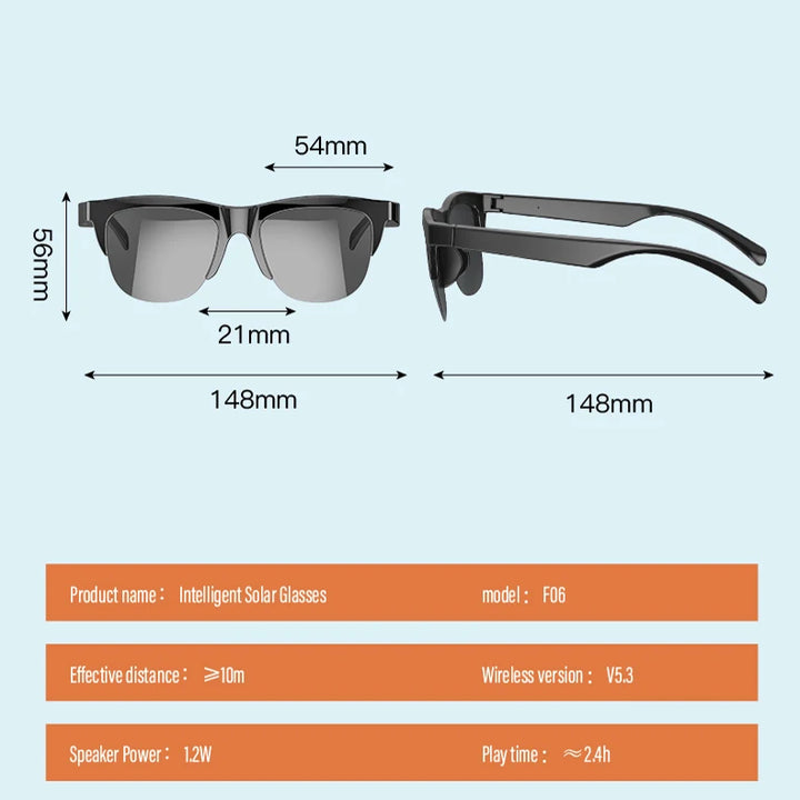 Touch Based Intelligent Bluetooth Glasses with Bone Conduction For Outdoor Sports Calls Sunglasses Business Wireless Headphones