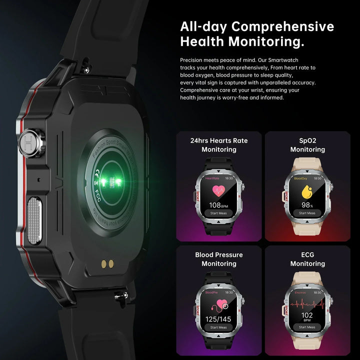 Outdoor Smart Watch Men 2.19" Screen 3AT Waterproof Watches Bluetooth Call Ai Voice Sport Smartwatch For Android Xiaomi IOS