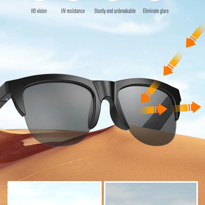 Touch Based Intelligent Bluetooth Glasses with Bone Conduction For Outdoor Sports Calls Sunglasses Business Wireless Headphones