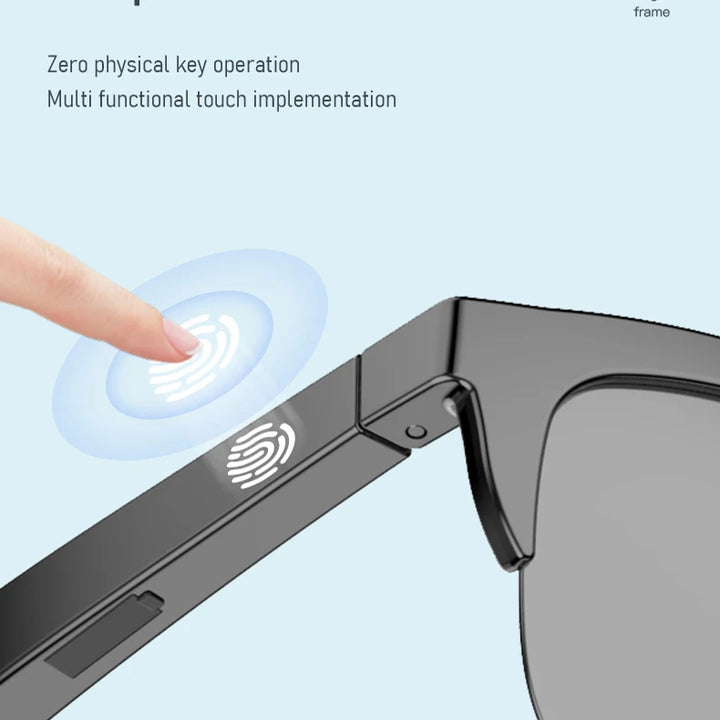 Touch Based Intelligent Bluetooth Glasses with Bone Conduction For Outdoor Sports Calls Sunglasses Business Wireless Headphones