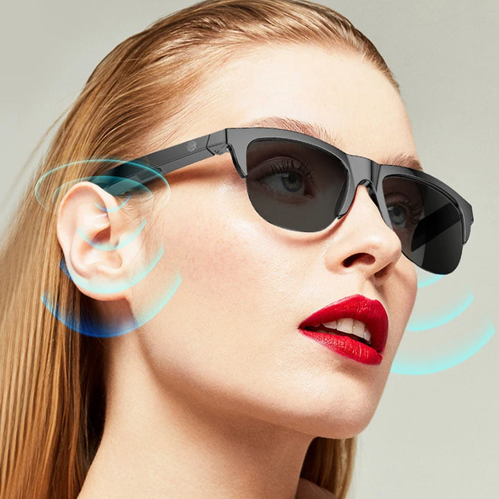 Touch Based Intelligent Bluetooth Glasses with Bone Conduction For Outdoor Sports Calls Sunglasses Business Wireless Headphones