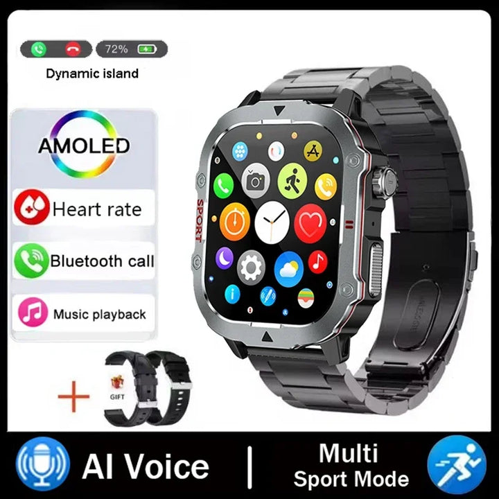 Outdoor Smart Watch Men 2.19" Screen 3AT Waterproof Watches Bluetooth Call Ai Voice Sport Smartwatch For Android Xiaomi IOS