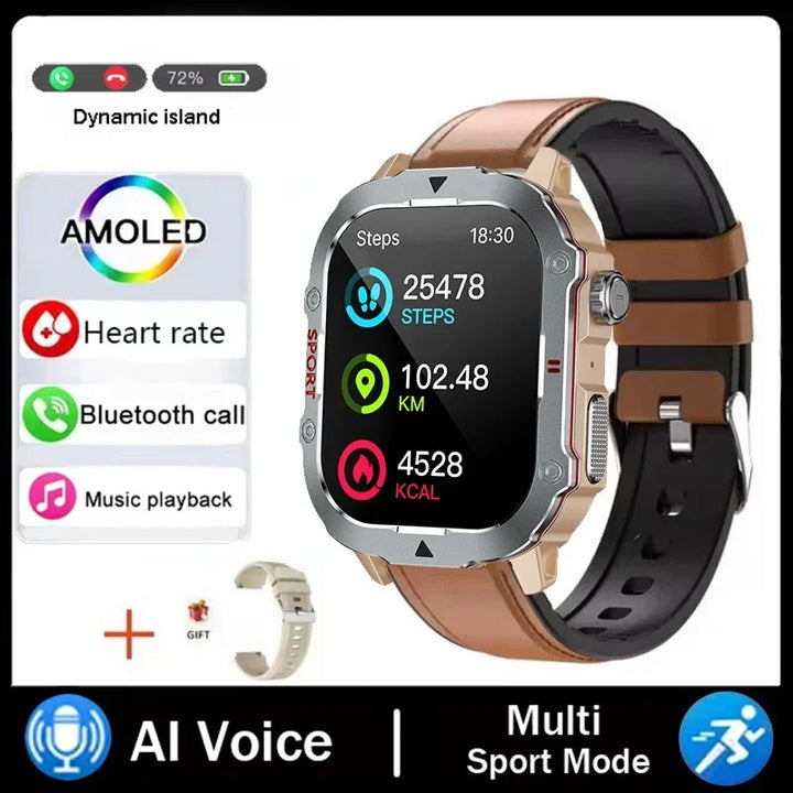 Outdoor Smart Watch Men 2.19" Screen 3AT Waterproof Watches Bluetooth Call Ai Voice Sport Smartwatch For Android Xiaomi IOS