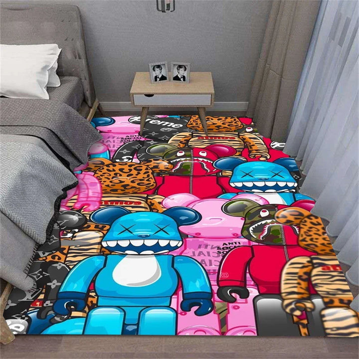 MINISO Cute Cartoon Bear Rug – Soft Non-Slip Floor Mat for Bedroom & Living Room