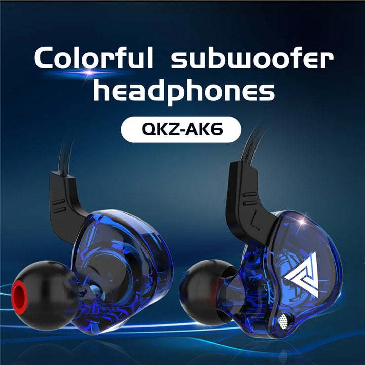 QKZ AK6 Sport Earphones with Powerful Bass – HiFi In-Ear 3.5mm with Microphone