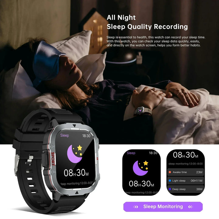 Outdoor Smart Watch Men 2.19" Screen 3AT Waterproof Watches Bluetooth Call Ai Voice Sport Smartwatch For Android Xiaomi IOS