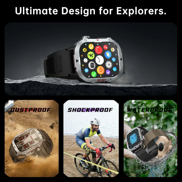 Outdoor Smart Watch Men 2.19" Screen 3AT Waterproof Watches Bluetooth Call Ai Voice Sport Smartwatch For Android Xiaomi IOS