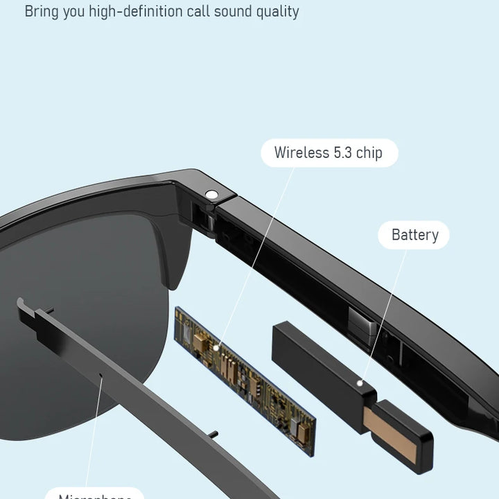 Touch Based Intelligent Bluetooth Glasses with Bone Conduction For Outdoor Sports Calls Sunglasses Business Wireless Headphones