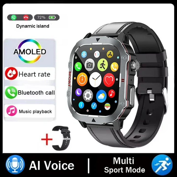Outdoor Smart Watch Men 2.19" Screen 3AT Waterproof Watches Bluetooth Call Ai Voice Sport Smartwatch For Android Xiaomi IOS