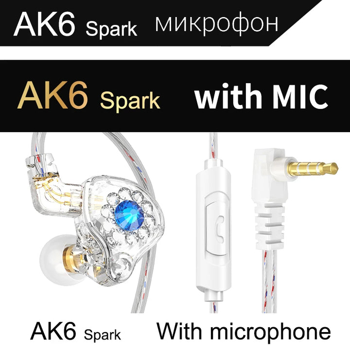 QKZ AK6 Sport Earphones with Powerful Bass – HiFi In-Ear 3.5mm with Microphone