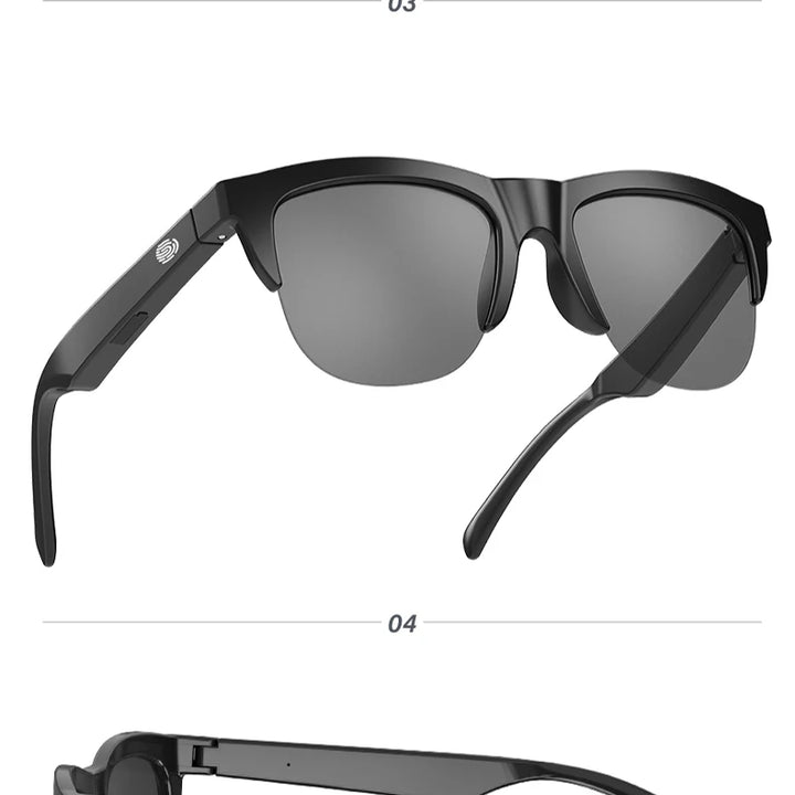 Touch Based Intelligent Bluetooth Glasses with Bone Conduction For Outdoor Sports Calls Sunglasses Business Wireless Headphones