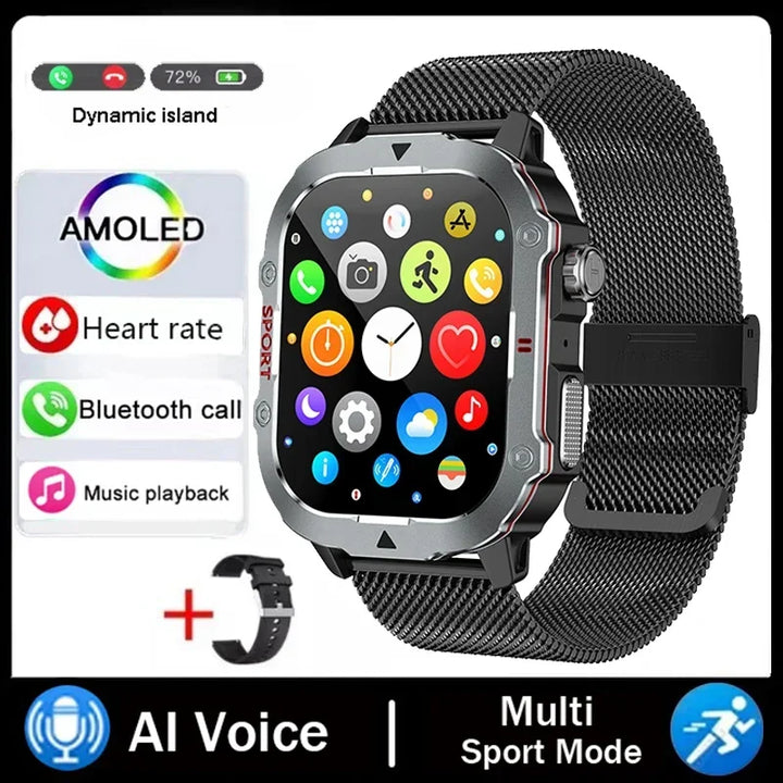 Outdoor Smart Watch Men 2.19" Screen 3AT Waterproof Watches Bluetooth Call Ai Voice Sport Smartwatch For Android Xiaomi IOS