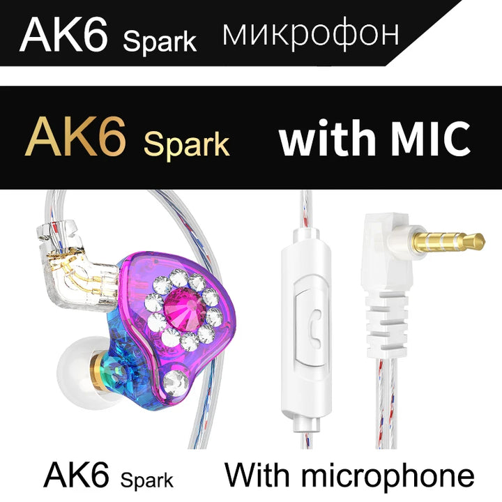 QKZ AK6 Sport Earphones with Powerful Bass – HiFi In-Ear 3.5mm with Microphone