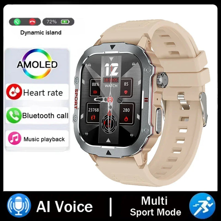 Outdoor Smart Watch Men 2.19" Screen 3AT Waterproof Watches Bluetooth Call Ai Voice Sport Smartwatch For Android Xiaomi IOS