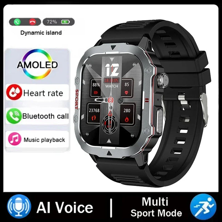 Outdoor Smart Watch Men 2.19" Screen 3AT Waterproof Watches Bluetooth Call Ai Voice Sport Smartwatch For Android Xiaomi IOS