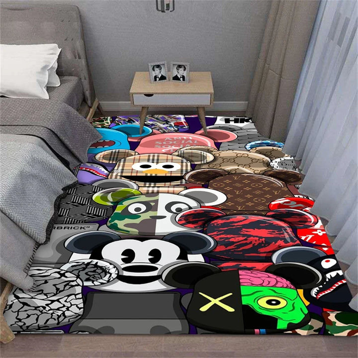 MINISO Cute Cartoon Bear Rug – Soft Non-Slip Floor Mat for Bedroom & Living Room