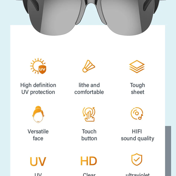 Touch Based Intelligent Bluetooth Glasses with Bone Conduction For Outdoor Sports Calls Sunglasses Business Wireless Headphones