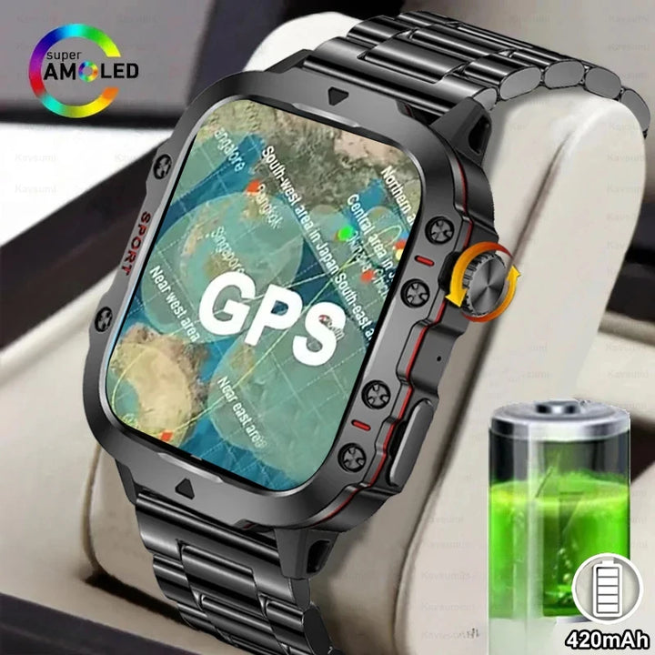 Outdoor Smart Watch Men 2.19" Screen 3AT Waterproof Watches Bluetooth Call Ai Voice Sport Smartwatch For Android Xiaomi IOS
