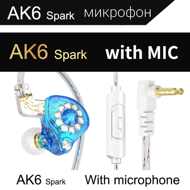 QKZ AK6 Sport Earphones with Powerful Bass – HiFi In-Ear 3.5mm with Microphone