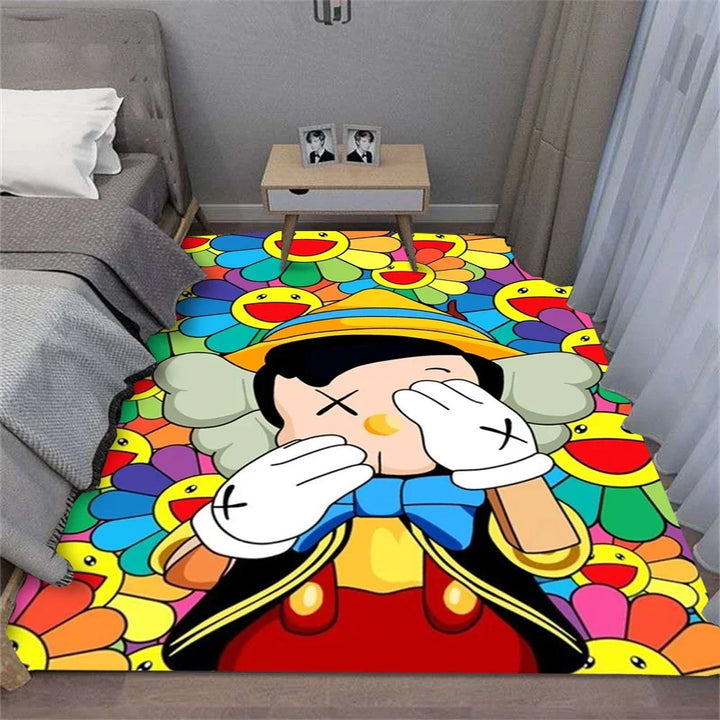 MINISO Cute Cartoon Bear Rug – Soft Non-Slip Floor Mat for Bedroom & Living Room